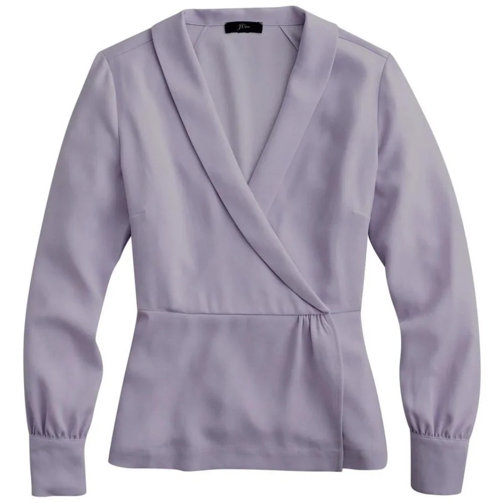 NWT Womens Size 6 or 10 J. Crew Violet Purple Drapey Faux Wrap Top in 365 Crepe - Picture 1 of 4
